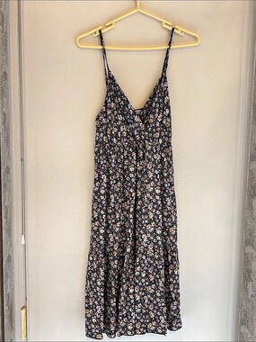 Elisa Floral Maxi Dress in Black & Pink Size Large/XL Like New